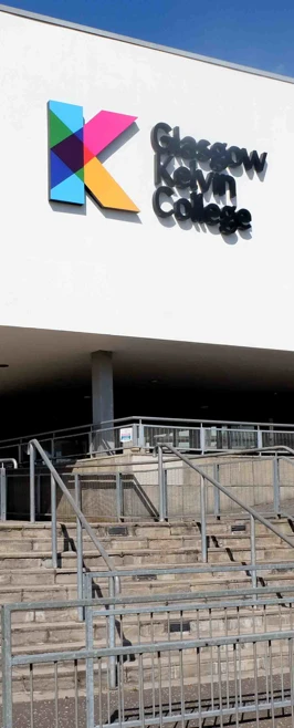 Exterior view of Glasgow Kelvin College East End Campus, featuring the main entrance and modern building design. Exterior view of Glasgow Kelvin College East End Campus, featuring the main entrance and modern building design.
